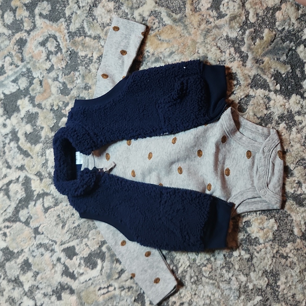 Carters football onesie with sherpa vest